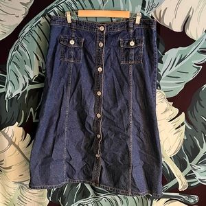 Denim button front skirt